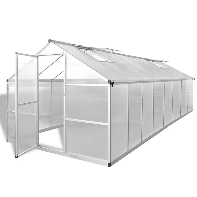 Gewächshaus Aluminium 362x190x195 cm mit Polycarbonat Platten 13,41 m³ Volumen 6,87 m² Fläche begehbar für Tomaten Gemüse Pflanzenhaus Outdoor Balkon Terrasse – Bild 10