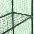 Begehbares Gewächshaus mit 12 Regalen, pulverbeschichtetem Stahlrahmen, 143 x 214 x 196 cm, grüne Rip-Stop-Folie, mit Reißverschlusstür für Garten, Balkon, Terrasse, Pflanzenhaus - Thumbnail 4