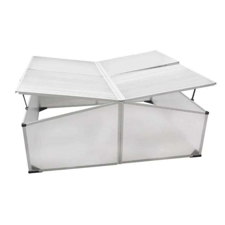 Frühbeet mit 4 Deckeln aus Polycarbonat, Aluminiumrahmen, 108 x 41 x 110 cm, wetterfest und UV-beständig, ideal für Gewächshaus, Tomatenhaus, Pflanzenhaus, Frostschutz und Anzucht im Garten – Bild 2