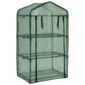 3-stufiges Mini-Gewächshaus aus pulverbeschichtetem Stahlrohr mit 3 Regalen 69 x 49 x 125 cm, grün, mit reißfester Polyethylenfolie, Rolltür mit Reißverschluss für Pflanzenhaus, Balkon - Thumbnail 2