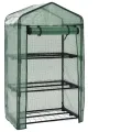 3-stufiges Mini-Gewächshaus aus pulverbeschichtetem Stahlrohr mit 3 Regalen 69 x 49 x 125 cm, grün, mit reißfester Polyethylenfolie, Rolltür mit Reißverschluss für Pflanzenhaus, Balkon - Thumbnail 8