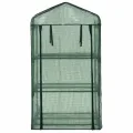 3-stufiges Mini-Gewächshaus aus pulverbeschichtetem Stahlrohr mit 3 Regalen 69 x 49 x 125 cm, grün, mit reißfester Polyethylenfolie, Rolltür mit Reißverschluss für Pflanzenhaus, Balkon - Thumbnail 10