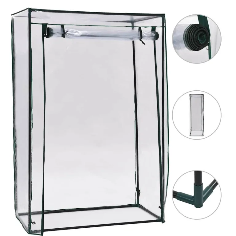 Tomaten-Gewächshaus 102 x 52 x 150 cm mit pulverbeschichtetem Stahlrohrrahmen und PVC-Folie, wetterfestes Pflanzenhaus für Garten, Balkon, Terrasse, Schutz für Gemüse, Tomaten, Aussaat – Bild 2