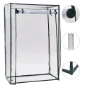 Tomaten-Gewächshaus 102 x 52 x 150 cm mit pulverbeschichtetem Stahlrohrrahmen und PVC-Folie, wetterfestes Pflanzenhaus für Garten, Balkon, Terrasse, Schutz für Gemüse, Tomaten, Aussaat - Thumbnail 2