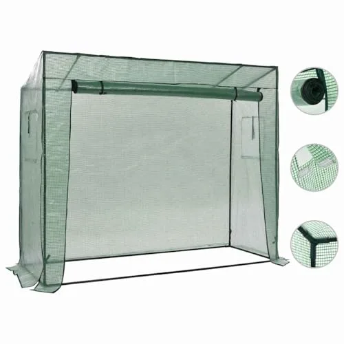 Begehbares Gewächshaus 200 x 80 x 173 cm mit pulverbeschichtetem Stahlrahmen, reißfester grüner PE-Folie, Rolltür mit Reißverschluss, Belüftungsfenster für Balkon, Terrasse, Outdoor – Bild 8