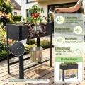 AufuN Hochbeet Metall 80x35x80cm Hochbeete Mit Ablagefläche, Galvanisiert Pflanzkasten Blumenbett, Frühbeet Bausatz Kräuterbeet, Platzsparend für Garten, Balkon, Terrasse (Schwarz) - Thumbnail 5