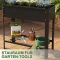 AufuN Hochbeet Metall 80x35x80cm Hochbeete Mit Ablagefläche, Galvanisiert Pflanzkasten Blumenbett, Frühbeet Bausatz Kräuterbeet, Platzsparend für Garten, Balkon, Terrasse (Schwarz) - Thumbnail 6