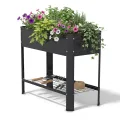 AufuN Hochbeet Metall 80x35x80cm Hochbeete Mit Ablagefläche, Galvanisiert Pflanzkasten Blumenbett, Frühbeet Bausatz Kräuterbeet, Platzsparend für Garten, Balkon, Terrasse (Schwarz) - Thumbnail 1