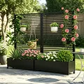 Pflanzkasten aus Metall für den Außenbereich mit Spalier, Hochbeet aus Metall mit Rad, freistehender Sichtschutz-Pflanzkasten für Blumen, Gemüse im Garten, auf der Terrasse, auf dem Balkon - Thumbnail 1
