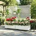 Pflanzkasten aus Metall für den Außenbereich mit Spalier, Hochbeet aus Metall mit Rad, freistehender Sichtschutz-Pflanzkasten für Blumen, Gemüse im Garten, auf der Terrasse, auf dem Balkon - Thumbnail 1
