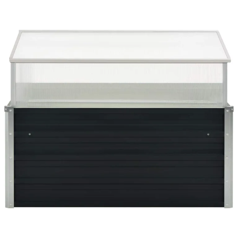 Gewächshaus Anthrazit 100x100x77 cm Verzinkter Stahl - Frühbeet mit abnehmbarem Dach und PC-Platten - Treibhaus für Pflanzen Gemüse Kräuter auf Balkon und Terrasse – Bild 3