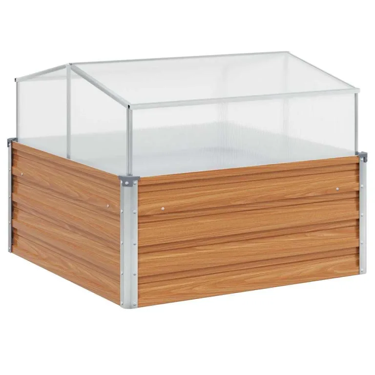 Gewächshaus Anthrazit 100x100x77 cm Verzinkter Stahl - Frühbeet mit abnehmbarem Dach und PC-Platten - Treibhaus für Pflanzen Gemüse Kräuter auf Balkon und Terrasse – Bild 10