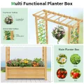 SUNYRISY Holz Hochbeet mit Rankgitter, Blumenkasten mit Rankhilfe, Garten Pflanzkübel mit Spalier, Garten Pflanzkasten Pflanzkübel mit oberem Rankgitter - Thumbnail 4