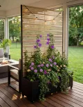 Hochbeet mit Sichtschutz, Metall Pflanzkasten mit Rankgitter und Rollen, freistehender Pflanzkübel 33cm tief, wetterfest für Blumen und Kletterpflanzen - Ideal für Garten, Balkon und Terrasse - Thumbnail 10