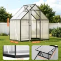 𝐉𝐚𝐱𝐠𝐮𝐨𝐦 Gewächshaus Aluminium 123 x 180 x 195 cm, 4 mm Polycarbonat-Hohlkammerplatten,mit Bodenrahmen & Dachfenster,Wetterbeständiges Tomatenhaus Treibhaus für Garten - Thumbnail 2