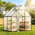 𝐉𝐚𝐱𝐠𝐮𝐨𝐦 Gewächshaus Aluminium 123 x 180 x 195 cm, 4 mm Polycarbonat-Hohlkammerplatten,mit Bodenrahmen & Dachfenster,Wetterbeständiges Tomatenhaus Treibhaus für Garten - Thumbnail 1