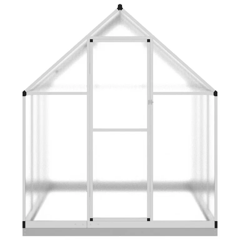 Garten-Gewächshaus, Aluminium, 224 x 169 x 202 cm, mit Polycarbonat-Paneelen, rostbeständigem Rahmen, verzinkter Stahlbasis, integrierter Regenrinne und verstellbarem Belüftungsfenster – Bild 3