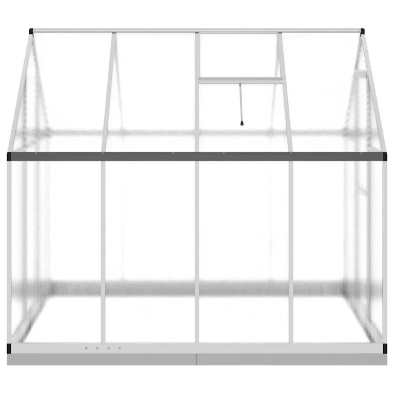 Garten-Gewächshaus, Aluminium, 224 x 169 x 202 cm, mit Polycarbonat-Paneelen, rostbeständigem Rahmen, verzinkter Stahlbasis, integrierter Regenrinne und verstellbarem Belüftungsfenster – Bild 4
