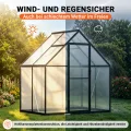 Aluminium Gewächshaus mit Fenster & Metall-Türgriff, 123×180×195cm, Verstärkte Eisen-Ecken, Hagel- & Winterfest PC-Hartplatten Gewächshaus für Garten Balkon Terrasse, Schwarz - Thumbnail 2