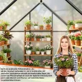 Aluminium Gewächshaus mit Fenster & Metall-Türgriff, 123×180×195cm, Verstärkte Eisen-Ecken, Hagel- & Winterfest PC-Hartplatten Gewächshaus für Garten Balkon Terrasse, Schwarz - Thumbnail 3