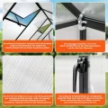 Aluminium Gewächshaus mit Fenster & Metall-Türgriff, 123×180×195cm, Verstärkte Eisen-Ecken, Hagel- & Winterfest PC-Hartplatten Gewächshaus für Garten Balkon Terrasse, Schwarz - Thumbnail 7