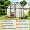 Aluminium Gewächshaus mit Fenster & Metall-Türgriff, 123×180×195cm, Verstärkte Eisen-Ecken, Hagel- & Winterfest PC-Hartplatten Gewächshaus für Garten Balkon Terrasse, Schwarz - Thumbnail 8