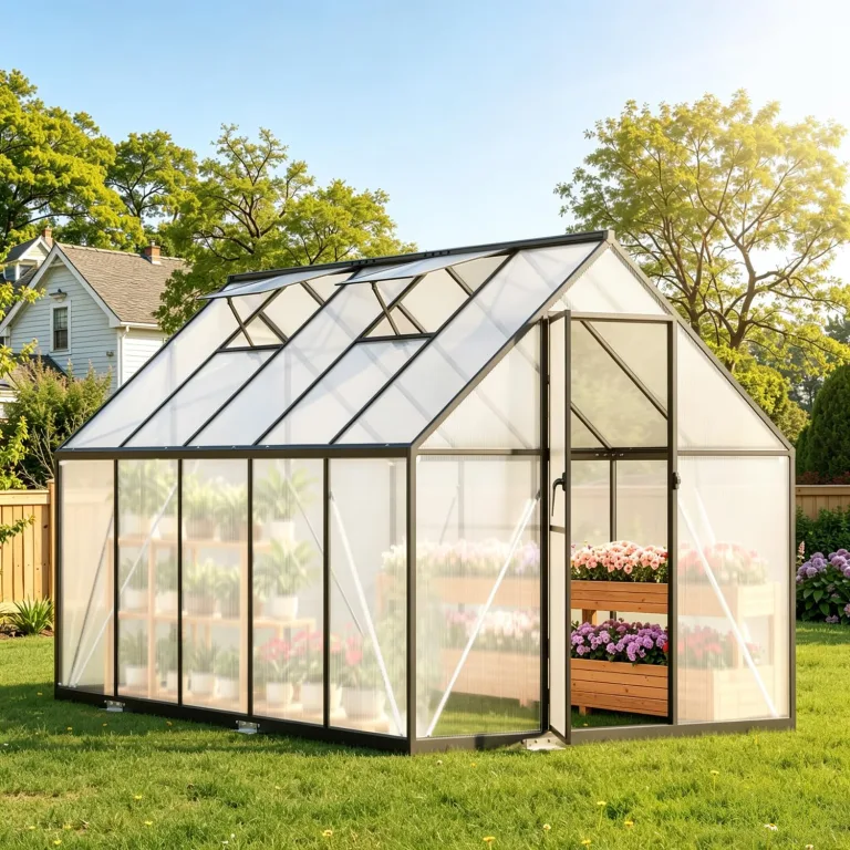 Gewächshaus Aluminium Schwarz 123×180×195cm PC-Hartplatten, Verstärkte Ecken & Innenkonstruktion, Hagel- & Winterfest für Garten Balkon Terrasse – Bild 9
