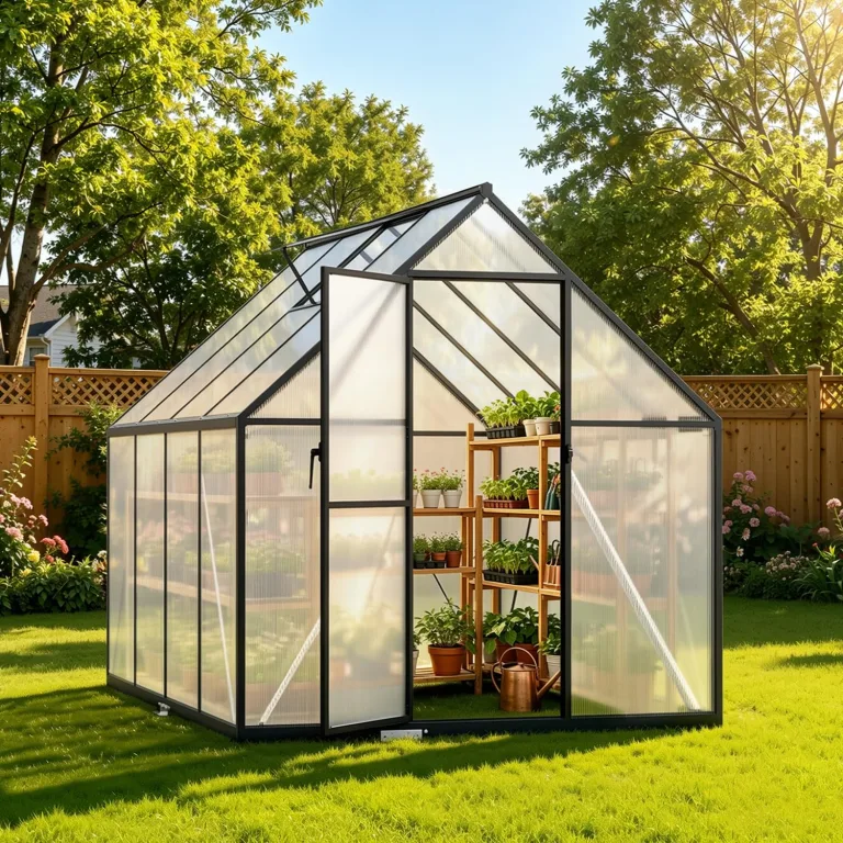 Gewächshaus Aluminium Schwarz 123×180×195cm PC-Hartplatten, Verstärkte Ecken & Innenkonstruktion, Hagel- & Winterfest für Garten Balkon Terrasse – Bild 10