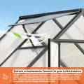 Gewächshaus Aluminium Schwarz 123×180×195cm PC-Hartplatten, Verstärkte Ecken & Innenkonstruktion, Hagel- & Winterfest für Garten Balkon Terrasse - Thumbnail 6