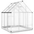 Aluminium Gewächshaus Silbern 169x169x202 cm mit Dachrinnensystem, Polycarbonatplatten, Fundamentrahmen aus verzinktem Stahl und verstellbarem Lüftungsfenster für Hobbygartenbau - Thumbnail 5