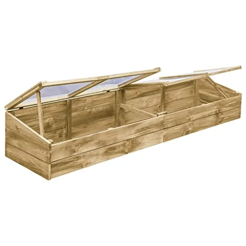 Gewächshaus aus imprägniertem Kiefernholz 200x50x35 cm, Hochbeet mit Dachkonstruktion für Blumen und Kräuter, Robustes Pflanzgefäß für den Garten, einfache Montage – Bild 10
