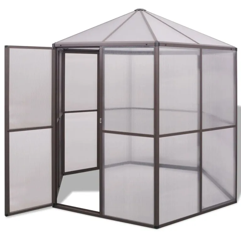 Aluminium Gewächshaus 240x211x232 cm mit Polycarbonatplatten, wärmeisolierend und UV-beständig, robuste Aluminiumkonstruktion, einfacher Zusammenbau mit Montagezubehör, – Bild 1