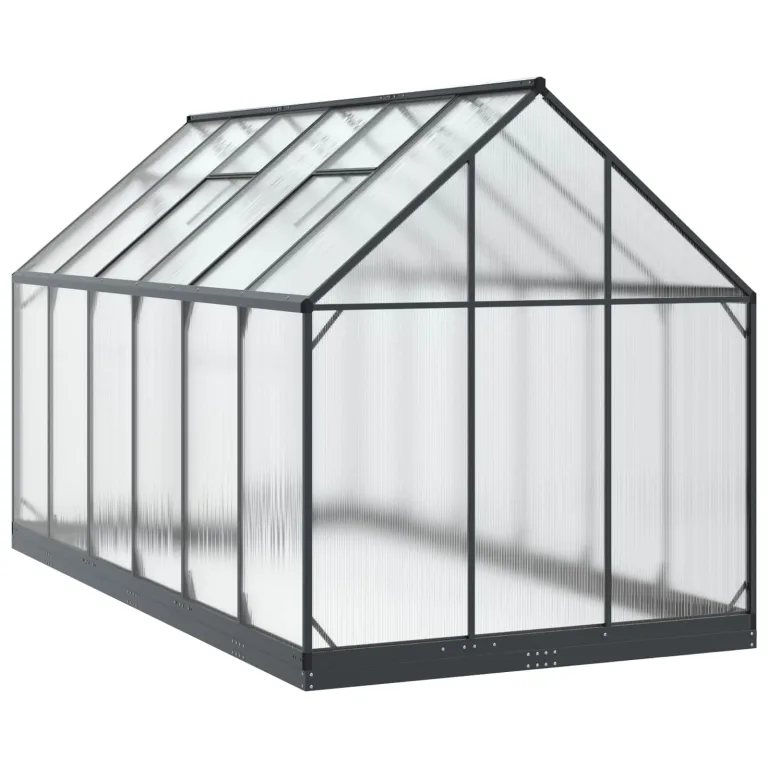 Aluminium Gewächshaus mit Tür Anthrazit 183,5 x 363,5 x 207 cm, wetterfestes Garten Gewächshaus im Tunnel-Design, verstellbare Höhe ohne Werkzeug, aus Aluminium und verzinktem – Bild 6