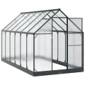 Aluminium Gewächshaus mit Tür Anthrazit 183,5 x 363,5 x 207 cm, wetterfestes Garten Gewächshaus im Tunnel-Design, verstellbare Höhe ohne Werkzeug, aus Aluminium und verzinktem - Thumbnail 3