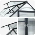 Aluminium Gewächshaus mit Tür Anthrazit 183,5 x 363,5 x 207 cm, wetterfestes Garten Gewächshaus im Tunnel-Design, verstellbare Höhe ohne Werkzeug, aus Aluminium und verzinktem - Thumbnail 7