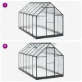 Aluminium Gewächshaus mit Tür Anthrazit 183,5 x 363,5 x 207 cm, wetterfestes Garten Gewächshaus im Tunnel-Design, verstellbare Höhe ohne Werkzeug, aus Aluminium und verzinktem - Thumbnail 8