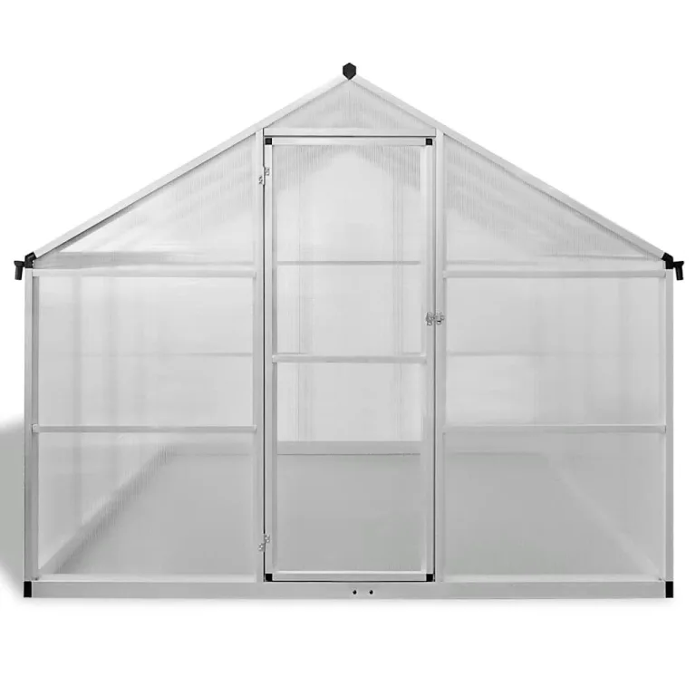 Gewächshaus Aluminium 481x250x195 cm, 12 m² Grundfläche, doppelwandige Polycarbonat-Platten, UV-beständig, Thermisch isoliert, stabiles Aluminium-Gewächshaus mit Dachöffnungen – Bild 2