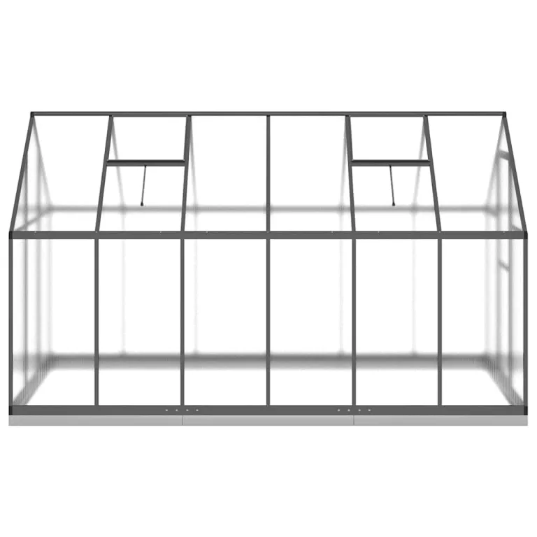 Alu Gewächshaus 334x169x202 cm mit Fundamentrahmen Anthrazit, begehbares Polycarbonat-Gewächshaus groß mit 6 cm Alu-Profilen und 7 Bodenrahmen aus verzinktem Stahl, inklusive – Bild 4