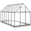 Alu Gewächshaus 334x169x202 cm mit Fundamentrahmen Anthrazit, begehbares Polycarbonat-Gewächshaus groß mit 6 cm Alu-Profilen und 7 Bodenrahmen aus verzinktem Stahl, inklusive - Thumbnail 5