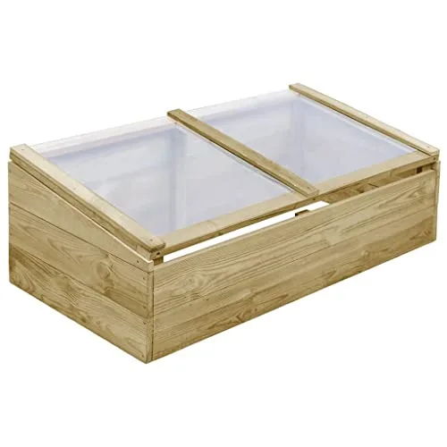 Gewächshaus aus imprägniertem Kiefernholz 100x50x35 cm, Holz Gewächshaus für Blumenbeet, Garten-Gewächshaus mit Dachkonstruktion, Robustes Pflanzgefäß für Blumen und Kräuter – Bild 8