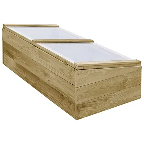 Gewächshaus aus imprägniertem Kiefernholz 100x50x35 cm, Holz Gewächshaus für Blumenbeet, Garten-Gewächshaus mit Dachkonstruktion, Robustes Pflanzgefäß für Blumen und Kräuter – Bild 10