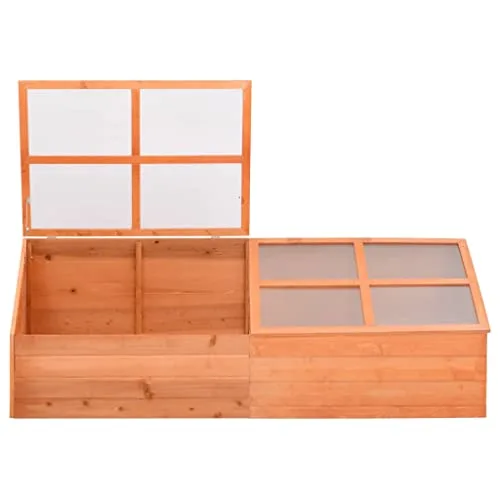 Holz Gewächshaus 180 cm mit Scharnierdeckel, Frühbeet für Kräuter und Setzlinge, 180x57x62 cm Pflanzenhaus aus PC-Platte und starkem Holz für Gemüse und Blumen – Bild 9