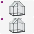 Aluminium Gewächshaus 183,5x183,5x207 cm mit Tür Anthrazit, verstellbare Höhe ohne Werkzeug, wetterfestes Tunnel-Design für Außenbereich, einfache Montage zu dritt, aus Aluminium - Thumbnail 8