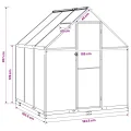 Aluminium Gewächshaus 183,5x183,5x207 cm mit Tür Anthrazit, verstellbare Höhe ohne Werkzeug, wetterfestes Tunnel-Design für Außenbereich, einfache Montage zu dritt, aus Aluminium - Thumbnail 9