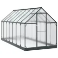 Aluminium Gewächshaus 183,5x183,5x207 cm mit Tür Anthrazit, verstellbare Höhe ohne Werkzeug, wetterfestes Tunnel-Design für Außenbereich, einfache Montage zu dritt, aus Aluminium - Thumbnail 10