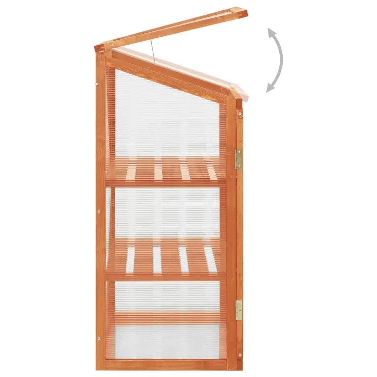 Holz-Gewächshaus Tannenholz 60x45x100 cm mit PC-Platten und 2 Regalen, Klappdeckel für einfaches Gießen, stabiles Garten-Gewächshaus für Pflanzen und Kräuter – Bild 4