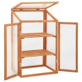 Holz-Gewächshaus Tannenholz 60x45x100 cm mit PC-Platten und 2 Regalen, Klappdeckel für einfaches Gießen, stabiles Garten-Gewächshaus für Pflanzen und Kräuter - Thumbnail 10