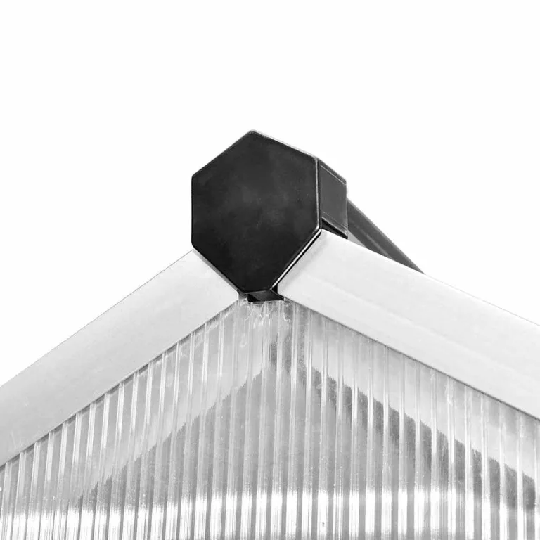 Gewächshaus aus Aluminium, 9,025 m², mit Grundrahmen und Polycarbonatplatten, doppelwandig, UV-beständig und wärmeisoliert von -20°C bis 70°C, inklusive Regenrinne und Entlüftung – Bild 7
