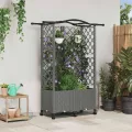 vidaXL Hochbeet mit Rankgitter und Dach Hellgrau 122 x 40 x 144 cm PP, Garten & Terrasse, moderner Kräutertopf, Hochbeet mit Dach, mobil, Gemüse, Urbane Gartenideen - Thumbnail 2