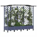 vidaXL Hochbeet mit Rankgitter und Dach Grau 203,5 x 40 x 129 cm PP, Garten & Terrasse, moderner Kräutertopf, Hochbeet mit Dach, mobil, Gemüse, Urbane Gartenideen - Thumbnail 1